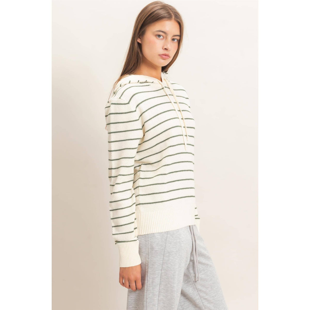 Double Zero - Striped Hooded Sweater