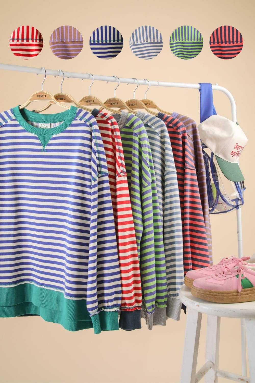 NT11927-Stripe Comfy Casual Oversized Knit Top