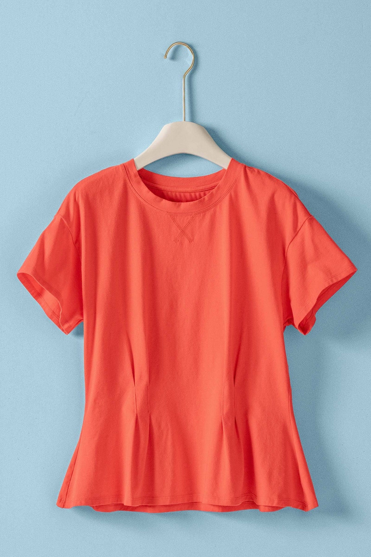 Urban Daizy - Pleated Waist Cotton Spandex Everyday Tee