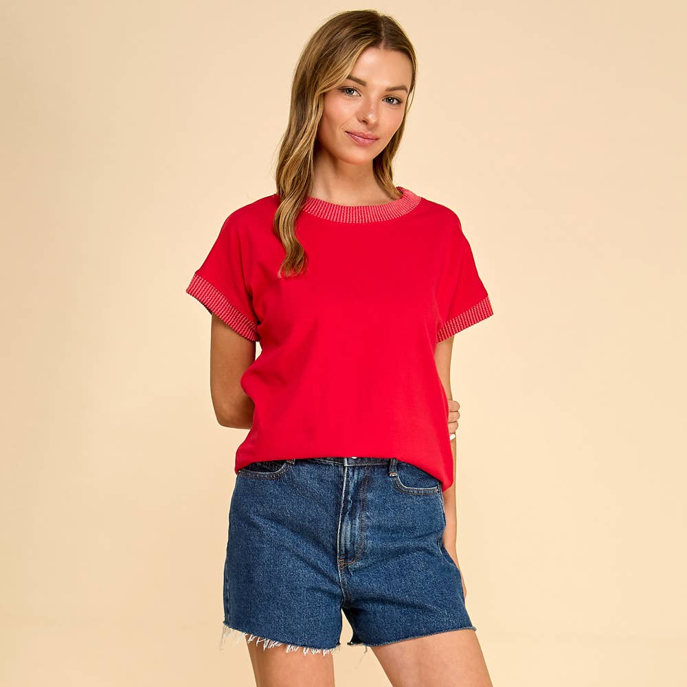 Les Amis - Rib Trim Top