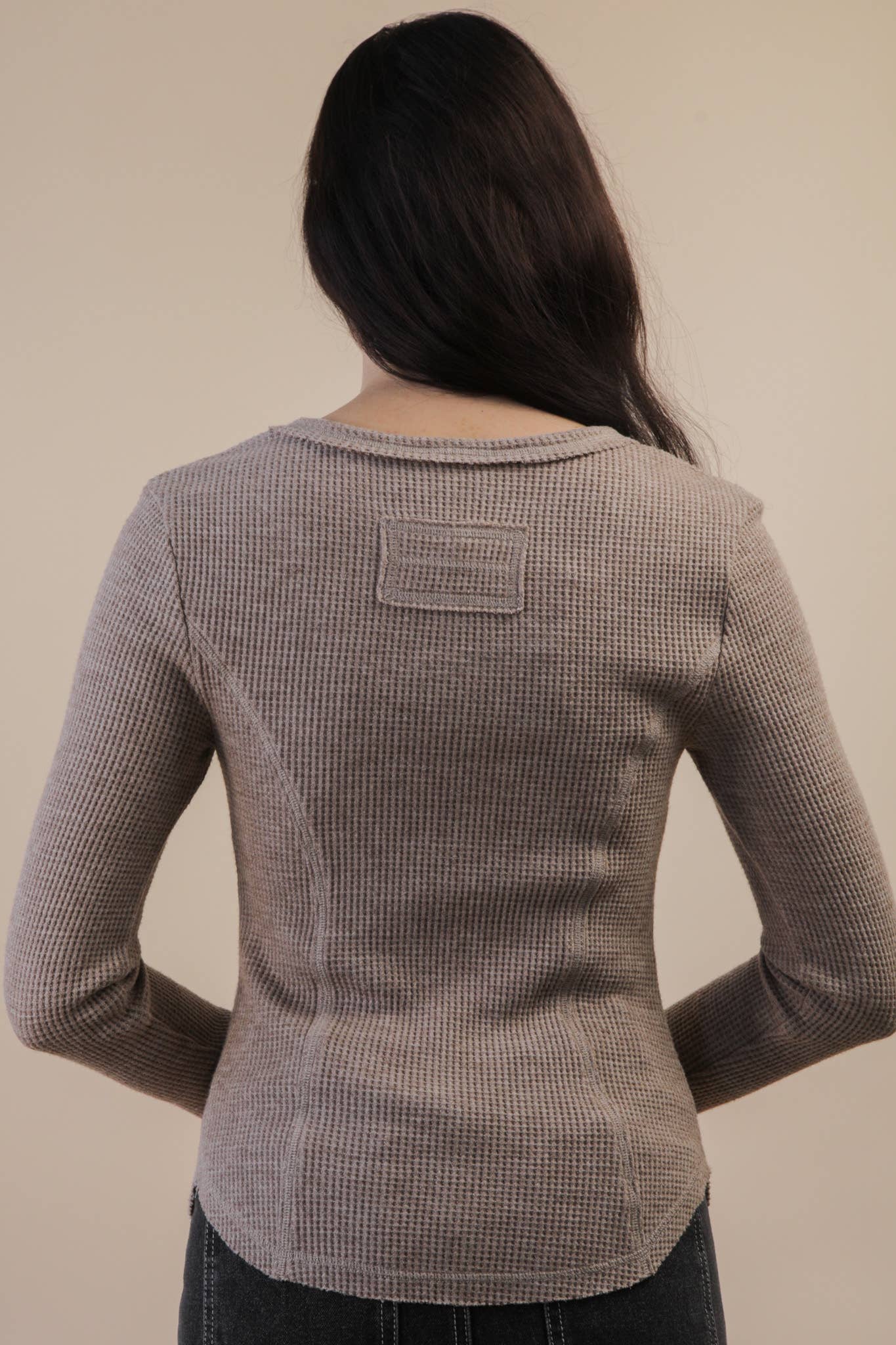 NT12243-Button Down Fitted Knit Casual Top