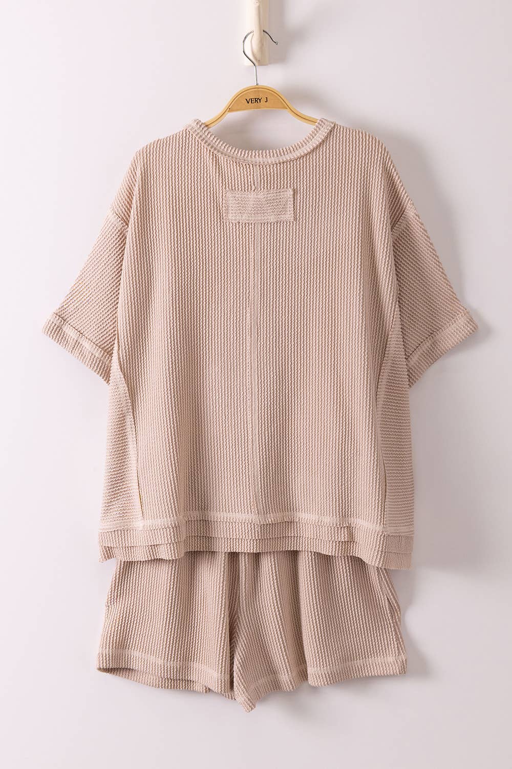 VERY J - NT12686SET-Ribbed Knit Comfy Top & Shorts Set