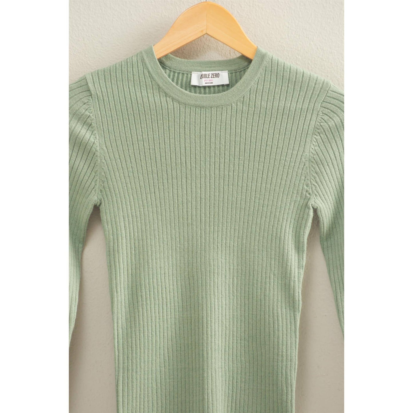 Ribbed Long Sleeve Knit Top