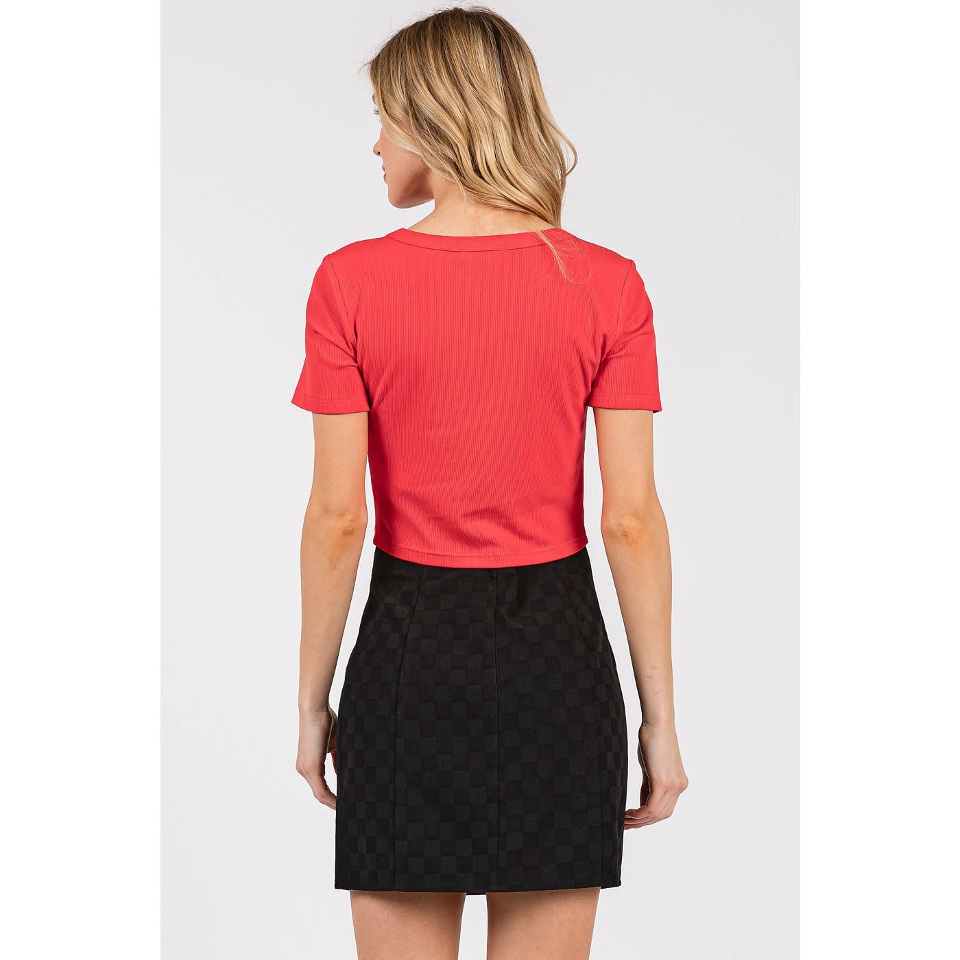 mittoshop - RIBBED ROUND NECK SHORT SLEEVE BASIC CROP TEE