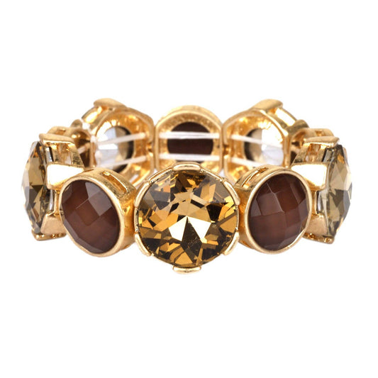 What's Hot - Brown Crystal and Topaz with Gold Stretch Bracelets