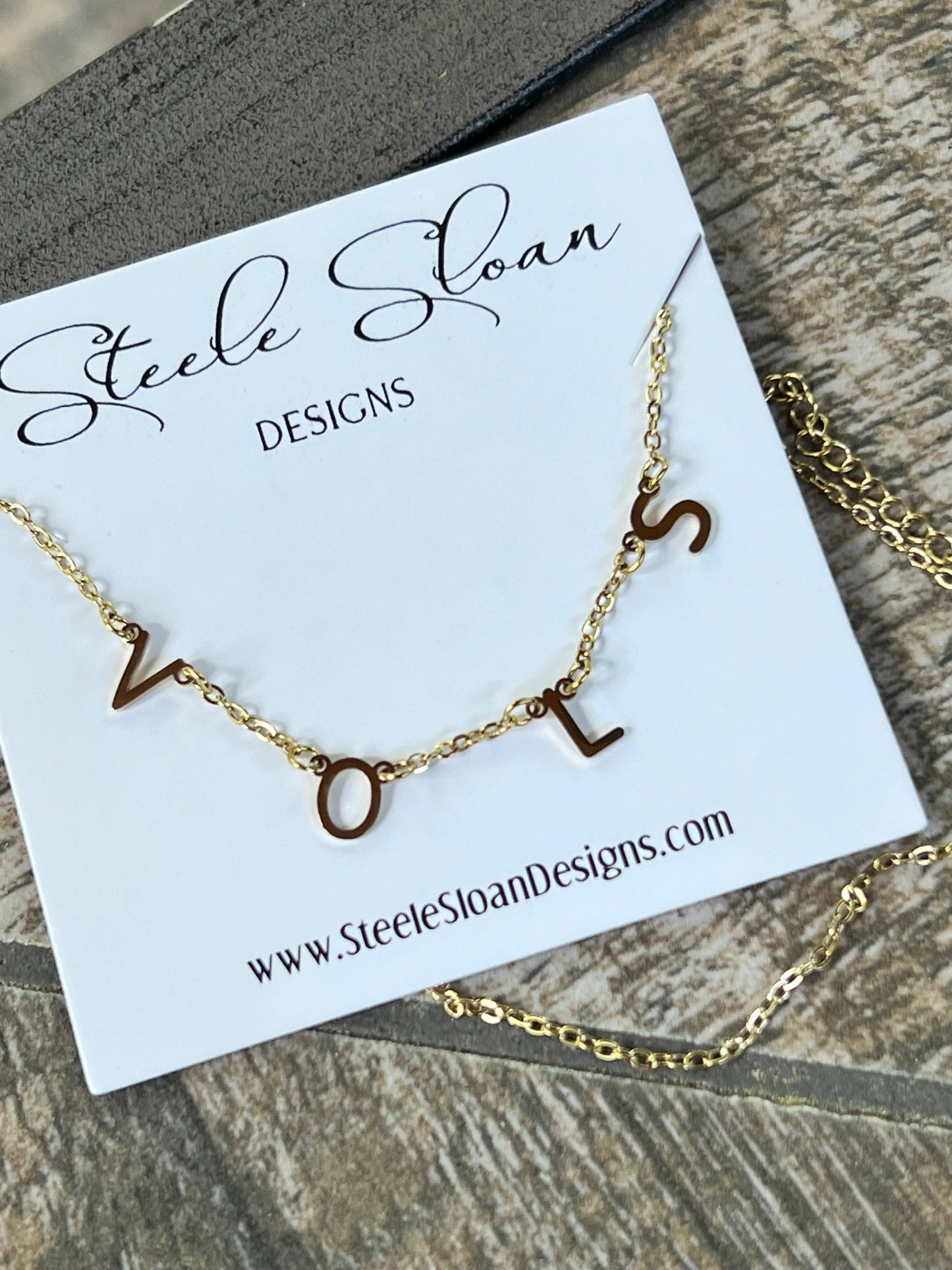 Steele Sloan Designs - VOLS Charm Necklace Gold VOLS Dangle Layer Necklace 