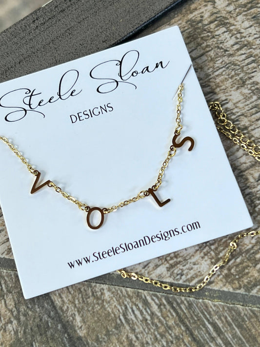 Steele Sloan Designs - VOLS Charm Necklace Gold VOLS Dangle Layer Necklace 