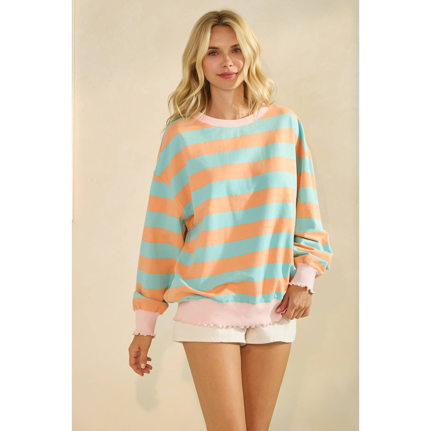 Striped Knit Long Sleeve Top