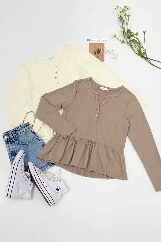 LONG SLEEVE HENLEY TOP