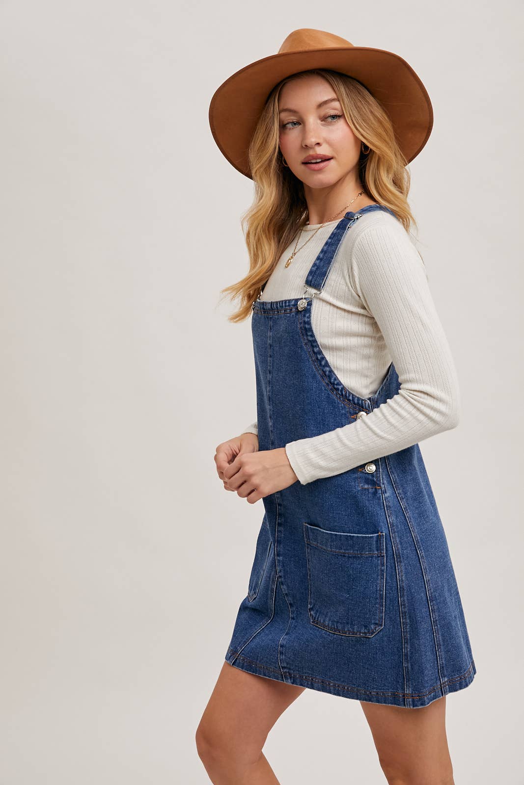 OVERALL MINI DRESS WITH POCKETS