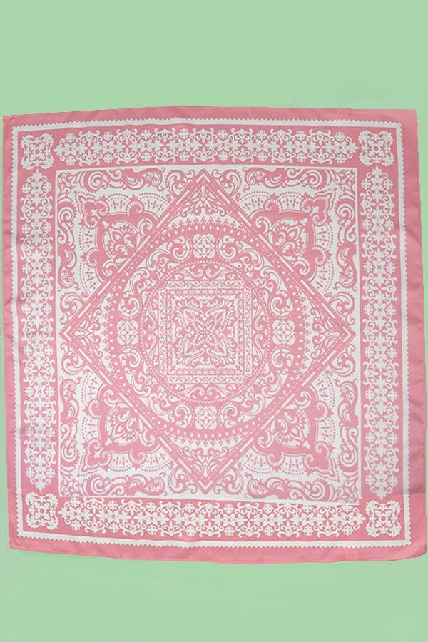 JOSSLYN by wall to wall - PAISLEY PINK SILKY FEEL BANDANA SCARF | 40SC629