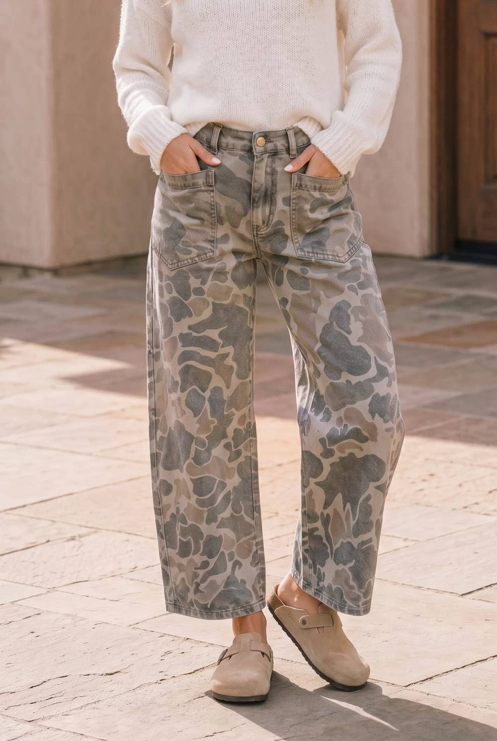 Kori America - Camo Wide Leg Utility Denim Pants