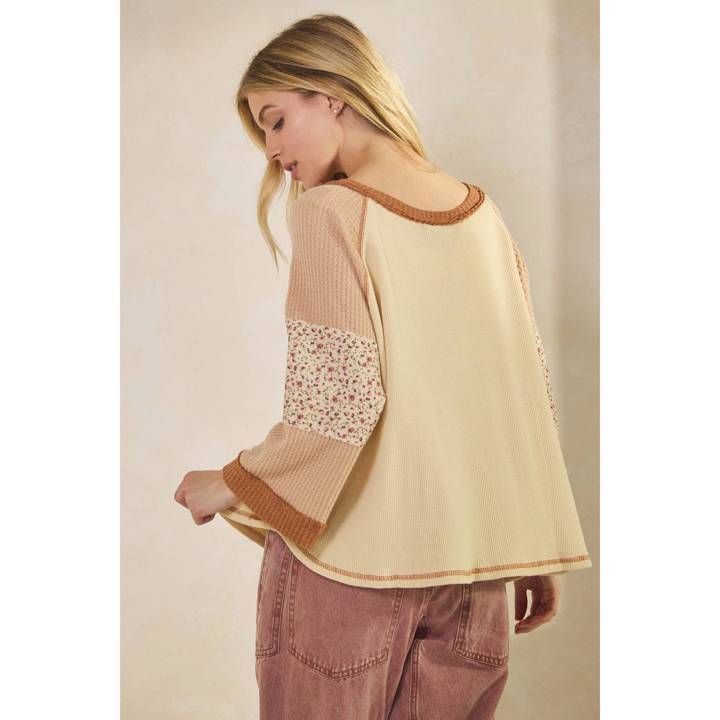 BLOSSOM PATCHWORK WAFFLE TOP (ST7886)