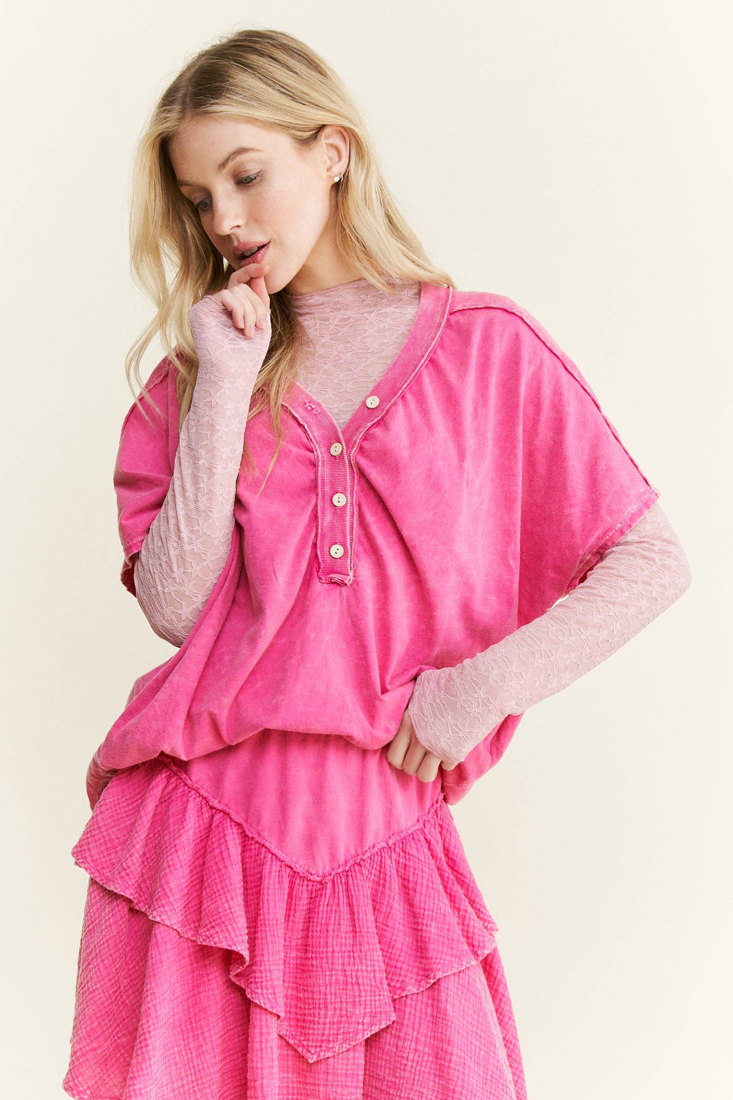 Mesh Floral Lace Layering top HT6578P1