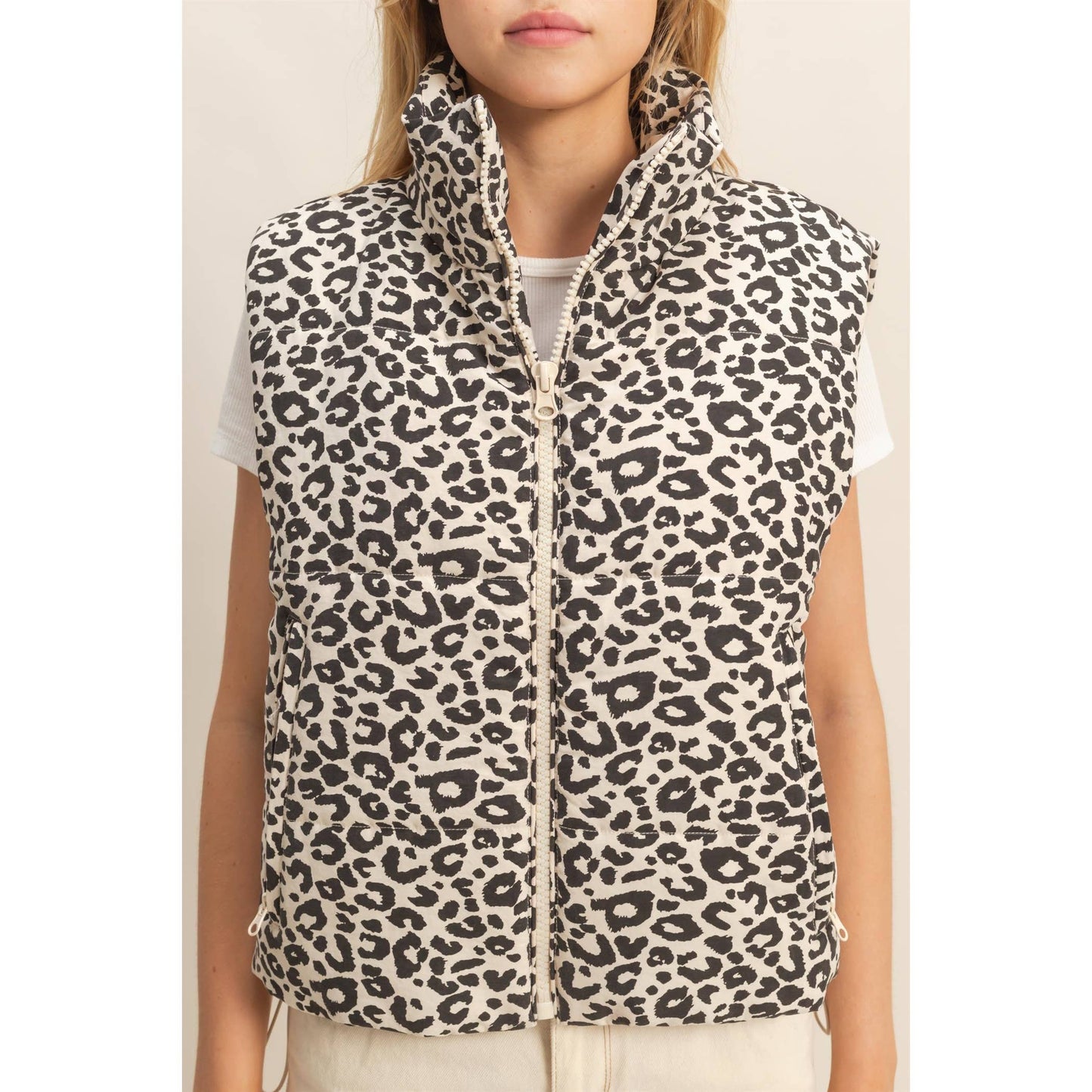 Leopard Print Puffer Vest