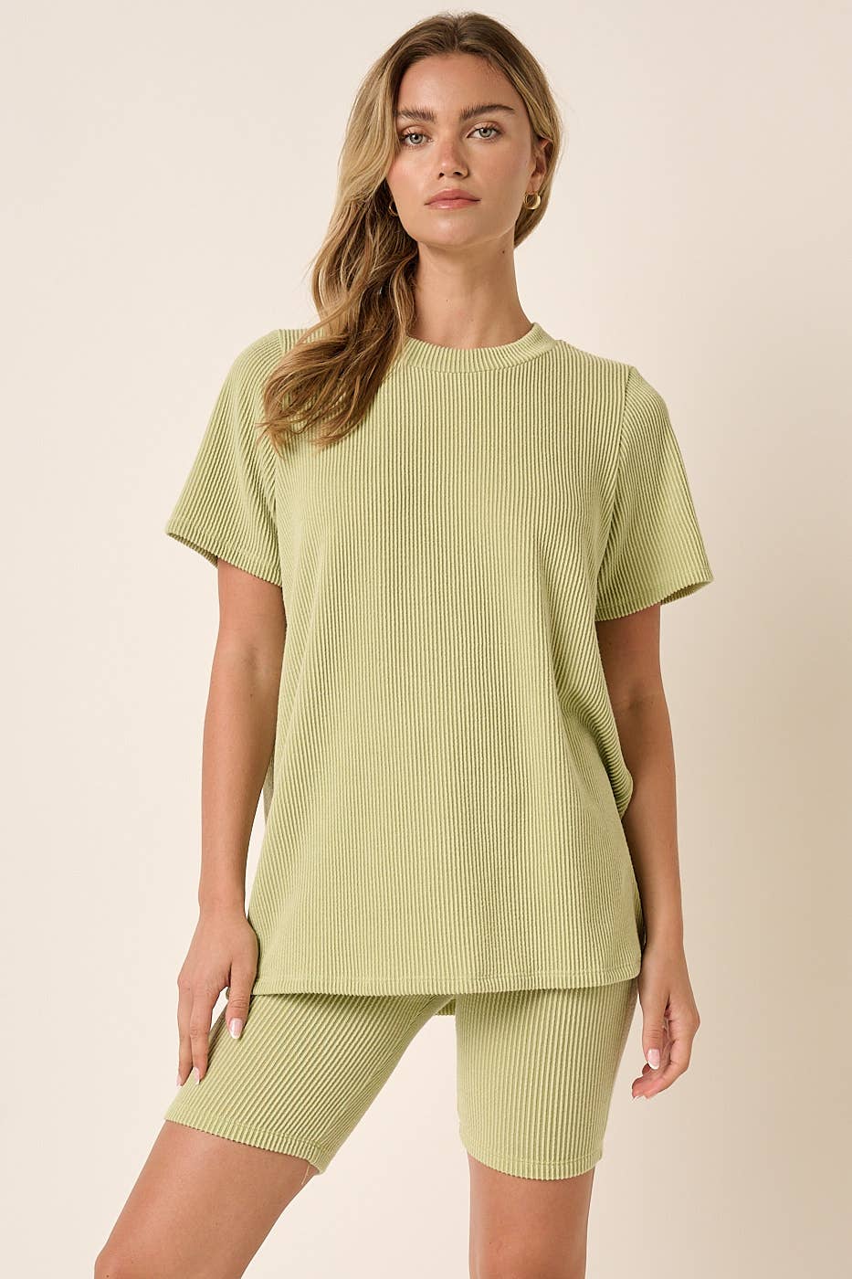 mittoshop - SET10471-RIB KNIT T-SHIRT AND BIKER SHORT SET