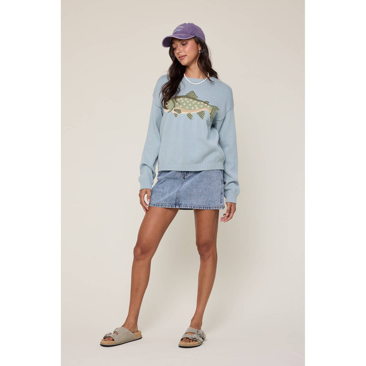 Wishlist Apparel - 'FISH' GRAPHIC COASTAL CREWNECK SWEATER / WL25-12103