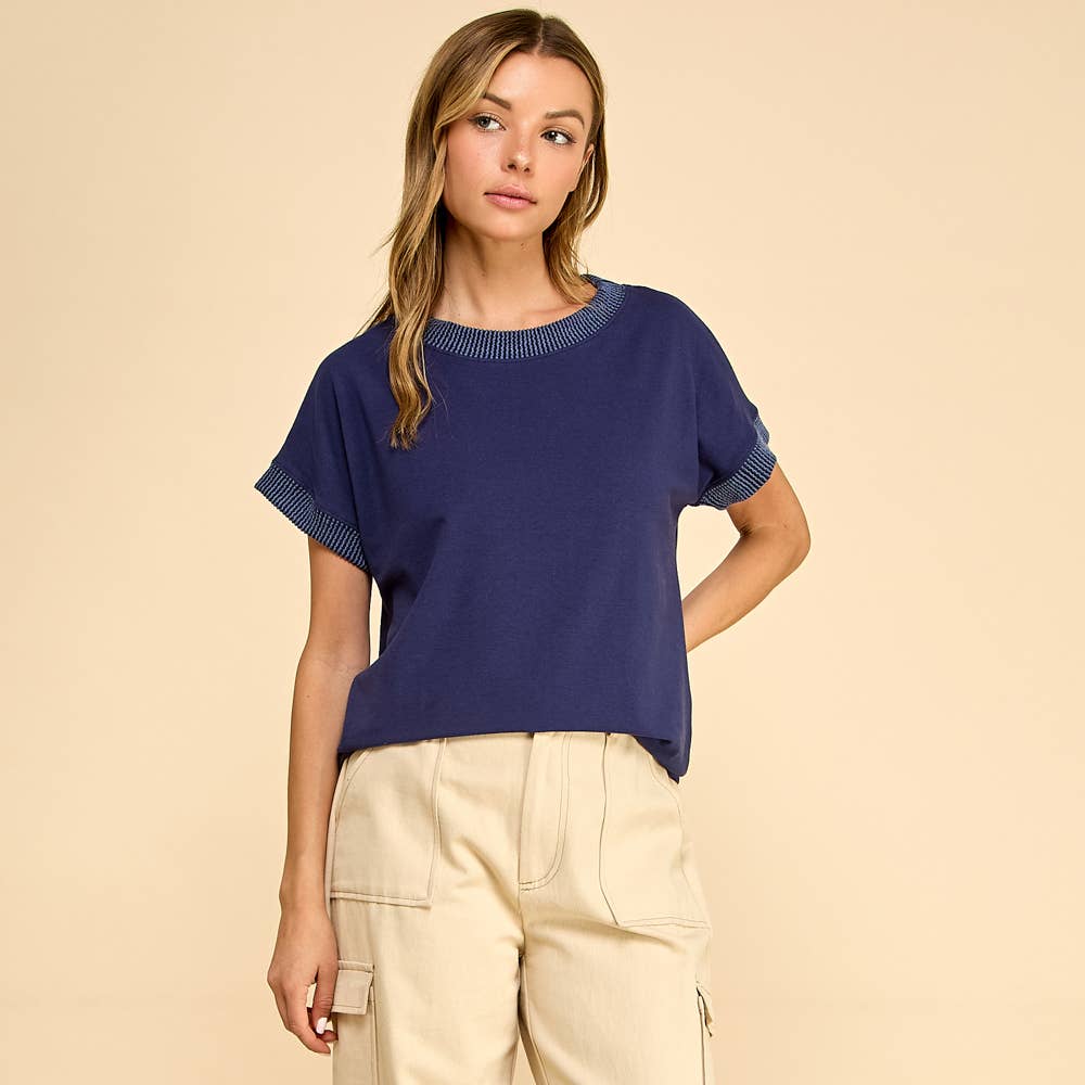 Les Amis - Rib Trim Top