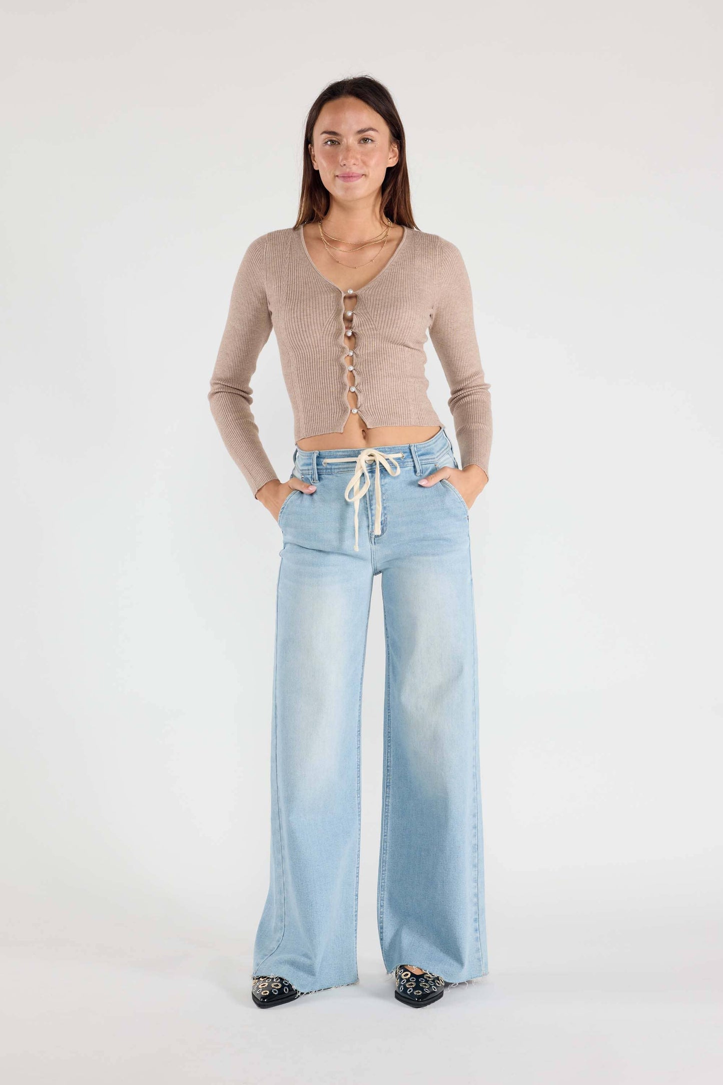 OPEN PACK Relaxed Wide Jeans Waist String XP7004