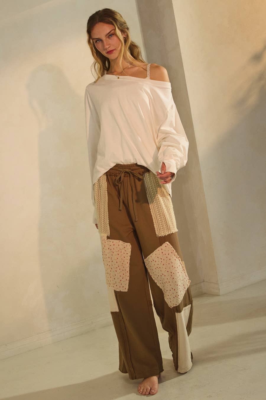 Patchwork Wide-leg Pants