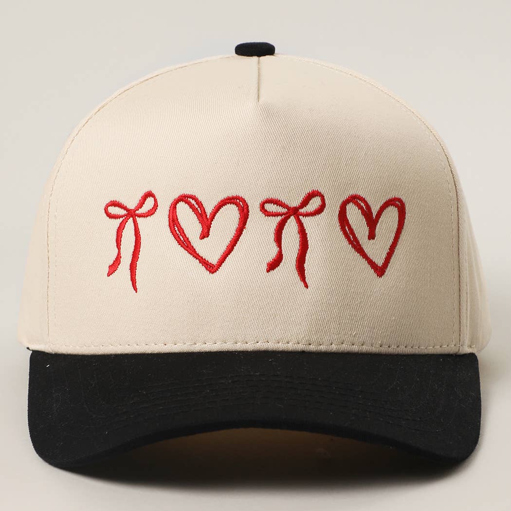 Sweet Hearts and Bows Embroidery Two-Tone Trucker Hat