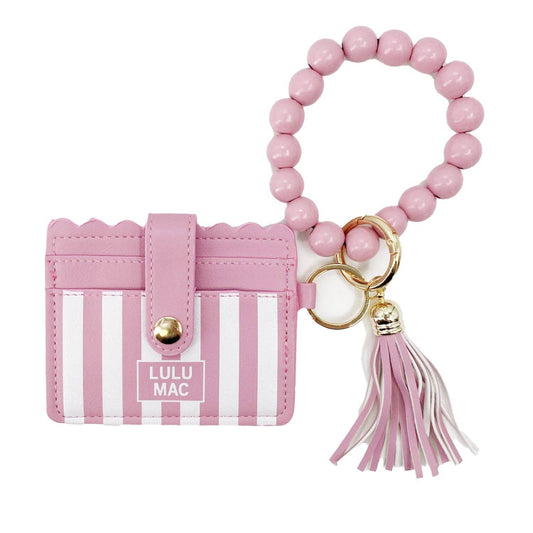 Girlie Girl Originals - LM-7311 Beaded Wristlet ID Wallet Pink Stripe Darby