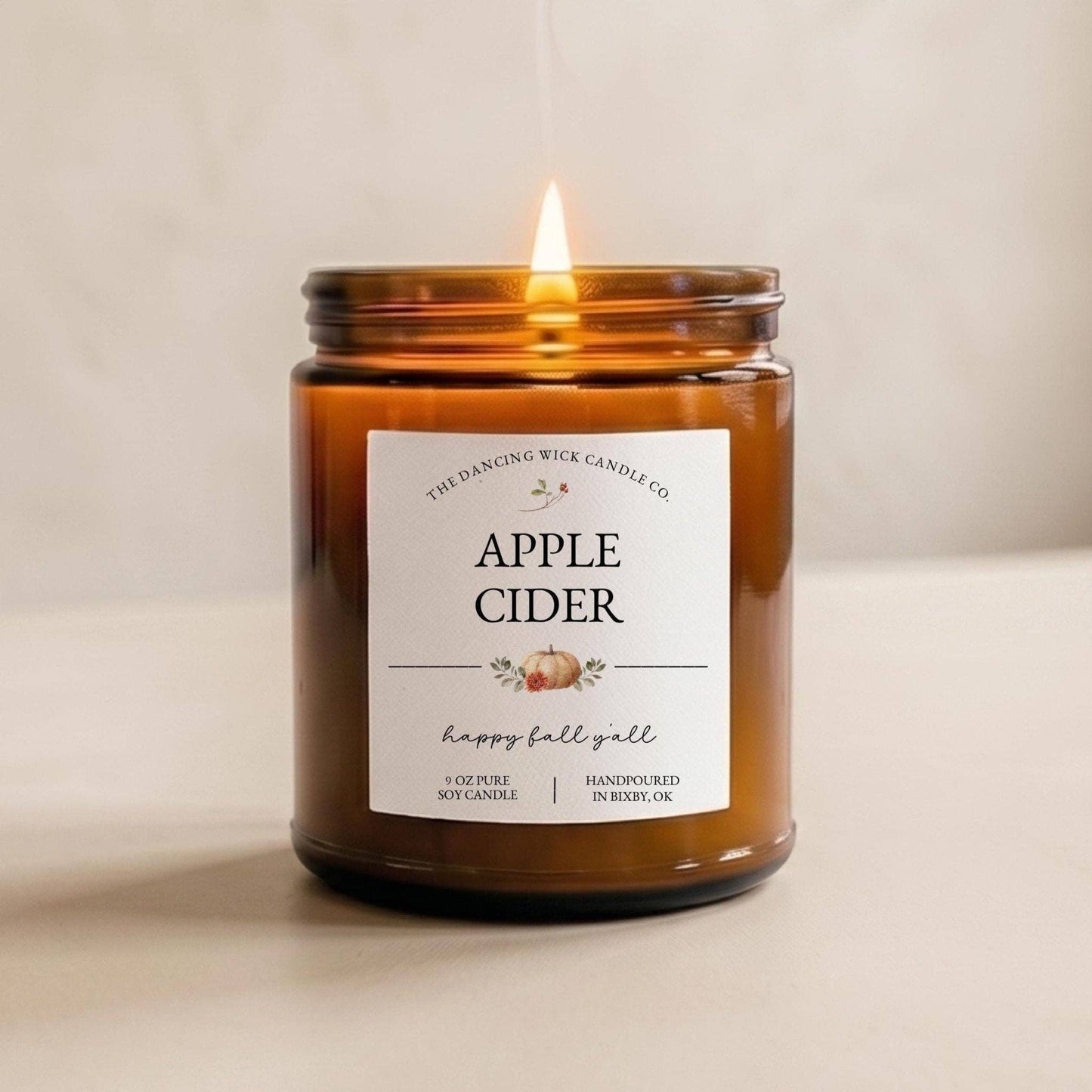 THE DANCING WICK CANDLES - Apple Cider Fall Soy Candle | 4 & 9 oz Amber Jar,  Wholesale