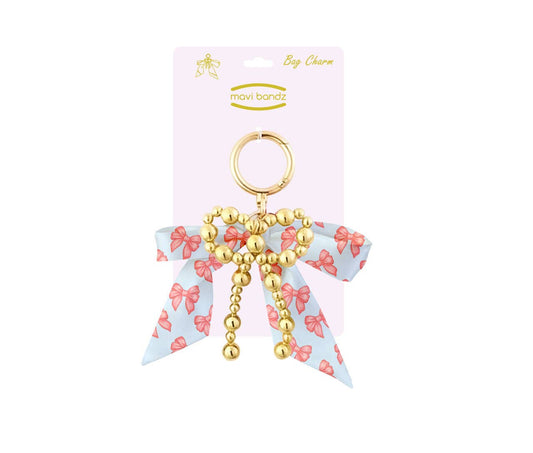 Mavi Bandz - Karma Blue Pink Ribbon Bow Purse Bag Charm Keychain