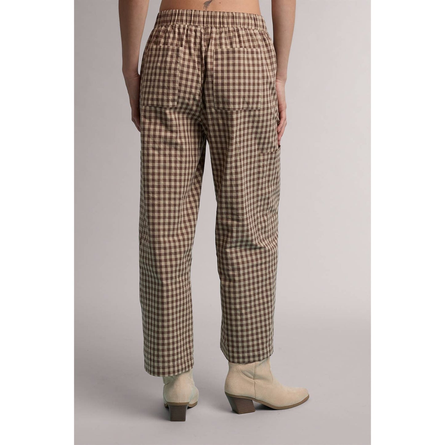 PLAID PATCH POCKET PANTS