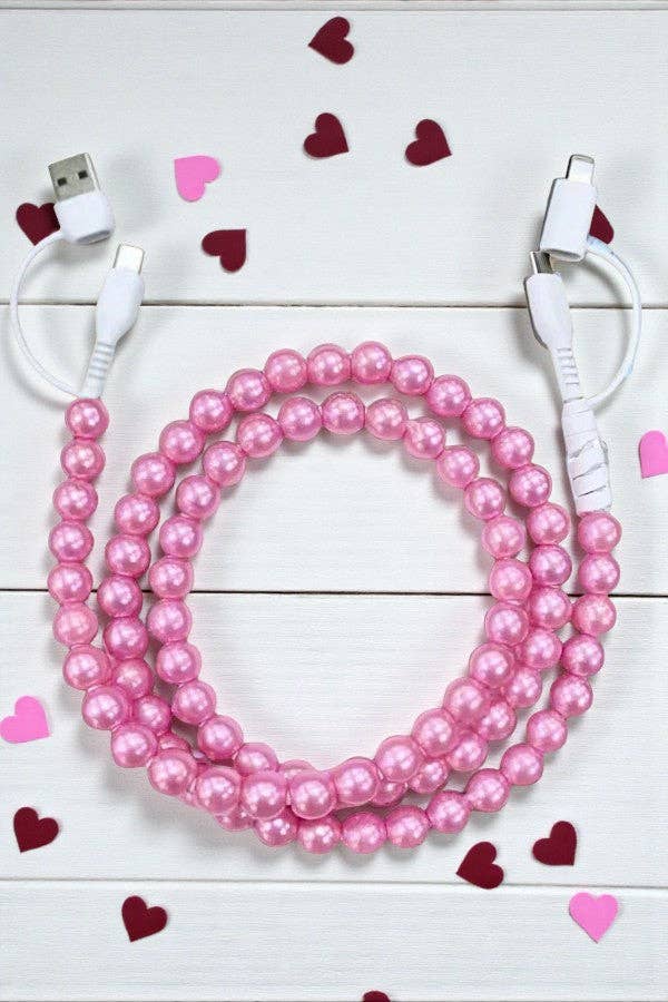 Updated Pink Pearl Cord Phone Charger