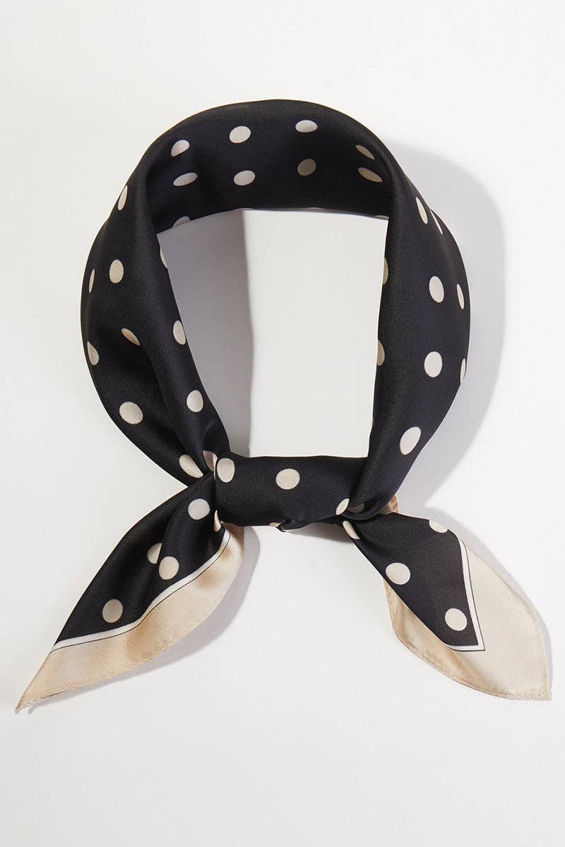 Wholesale Accessory Market - Polka Dot Perfection Black Square Satin Scarf