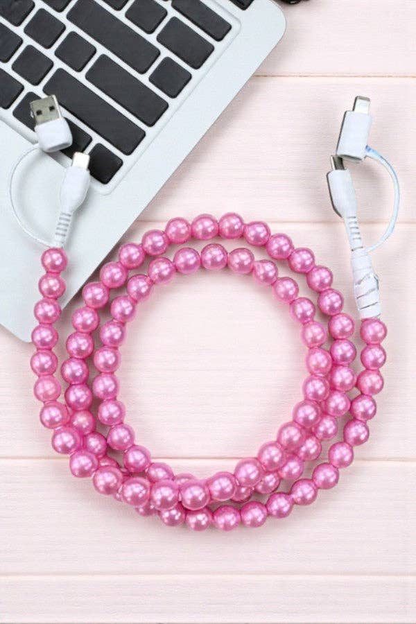 Updated Pink Pearl Cord Phone Charger