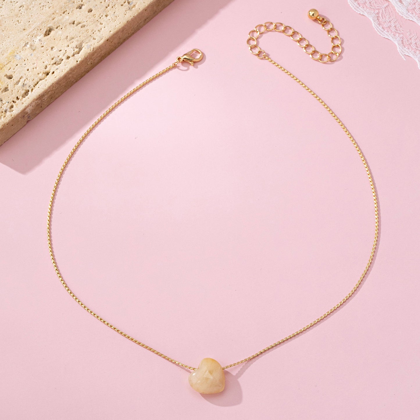NATURAL STONE SEMI PRECIOUS HEART NECKLACE | 80N92675