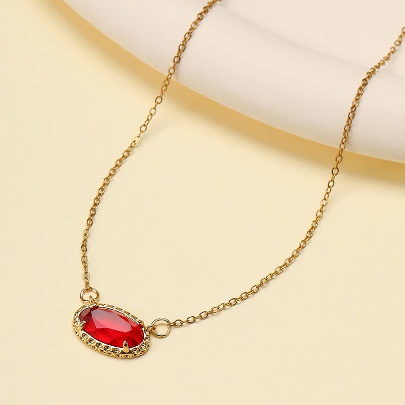 JOSSLYN by wall to wall - OVAL GEMSTONE CHARM PENDANT NECKLACE | 40NK9661