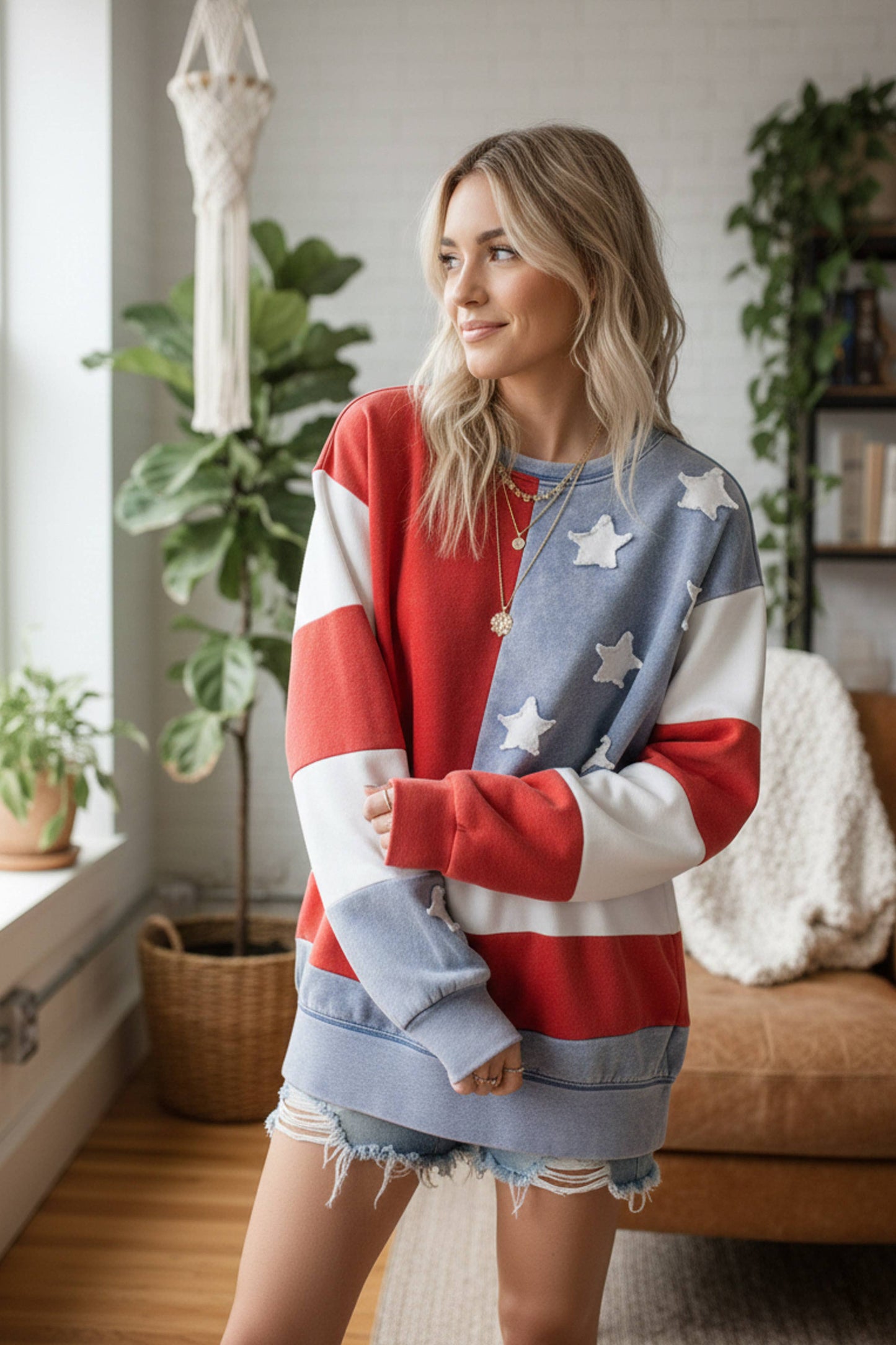 MINERAL WASHED AMERICANA FLAG SWEATSHIRT