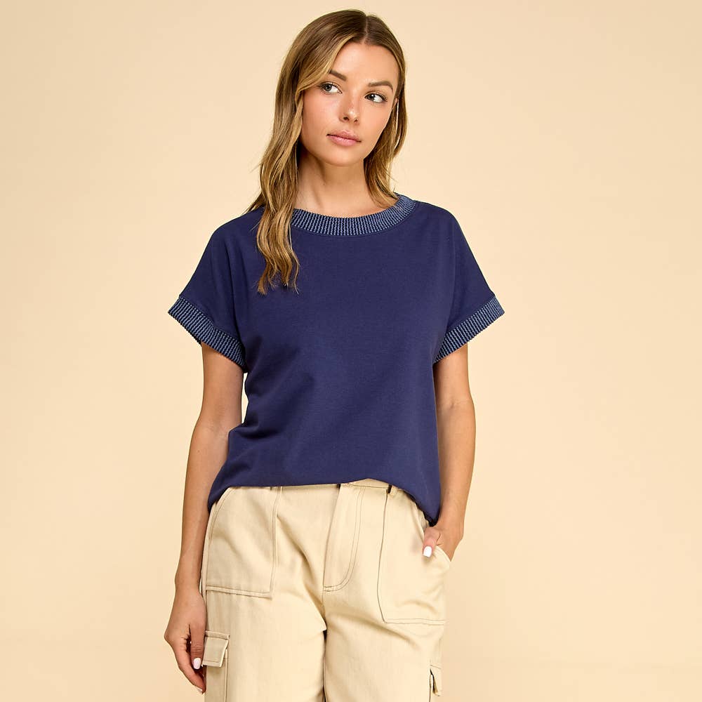 Les Amis - Rib Trim Top