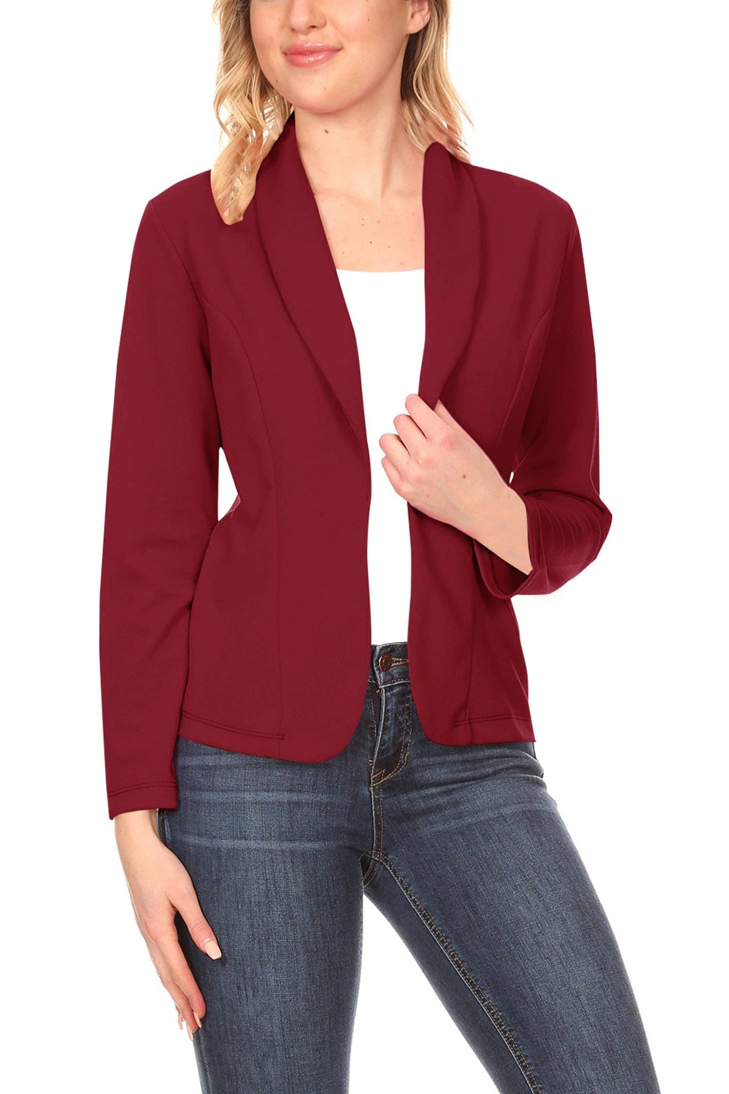 Women's Casual Solid Fitted Long Sleeve Blazer Jacket
