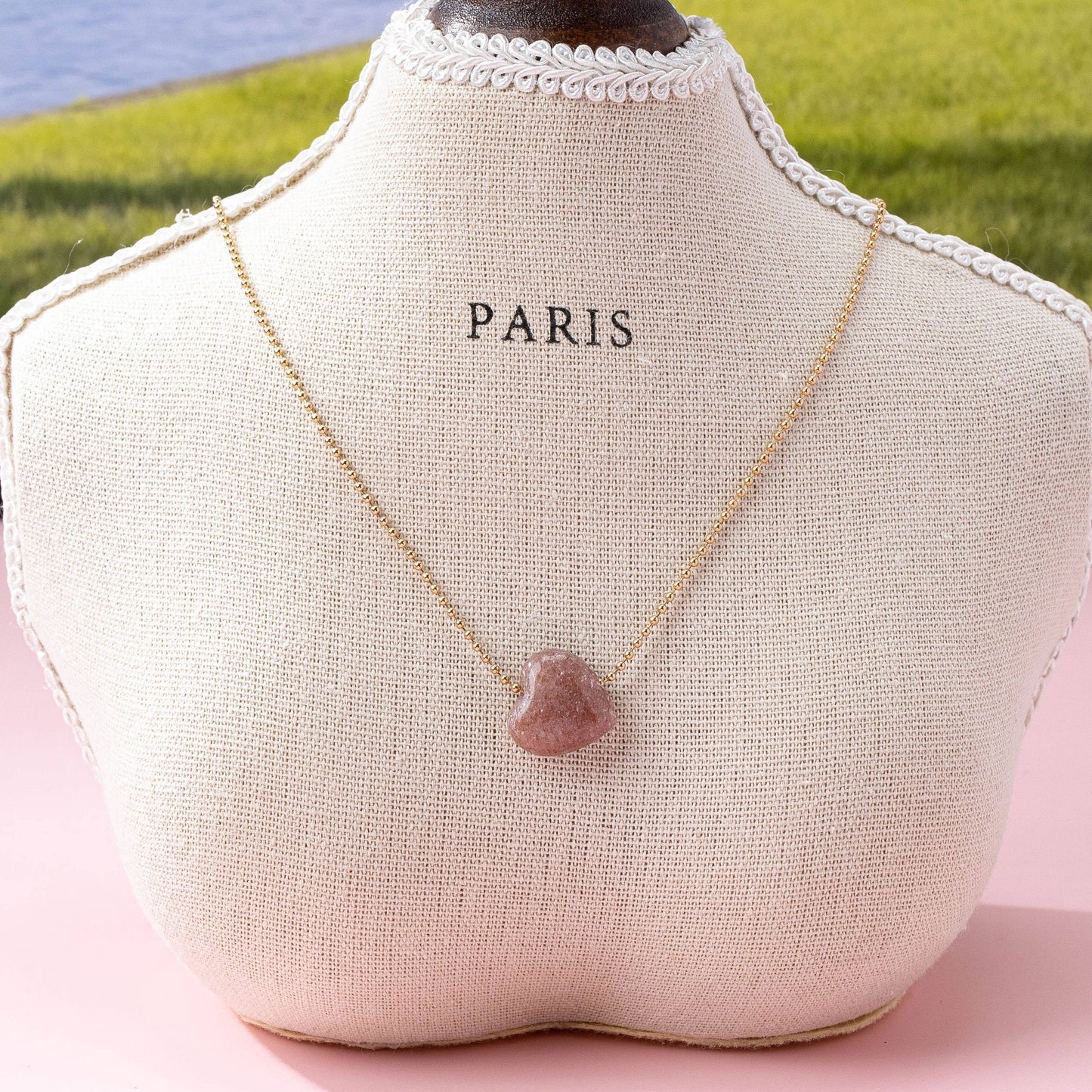NATURAL STONE SEMI PRECIOUS HEART NECKLACE | 80N92675