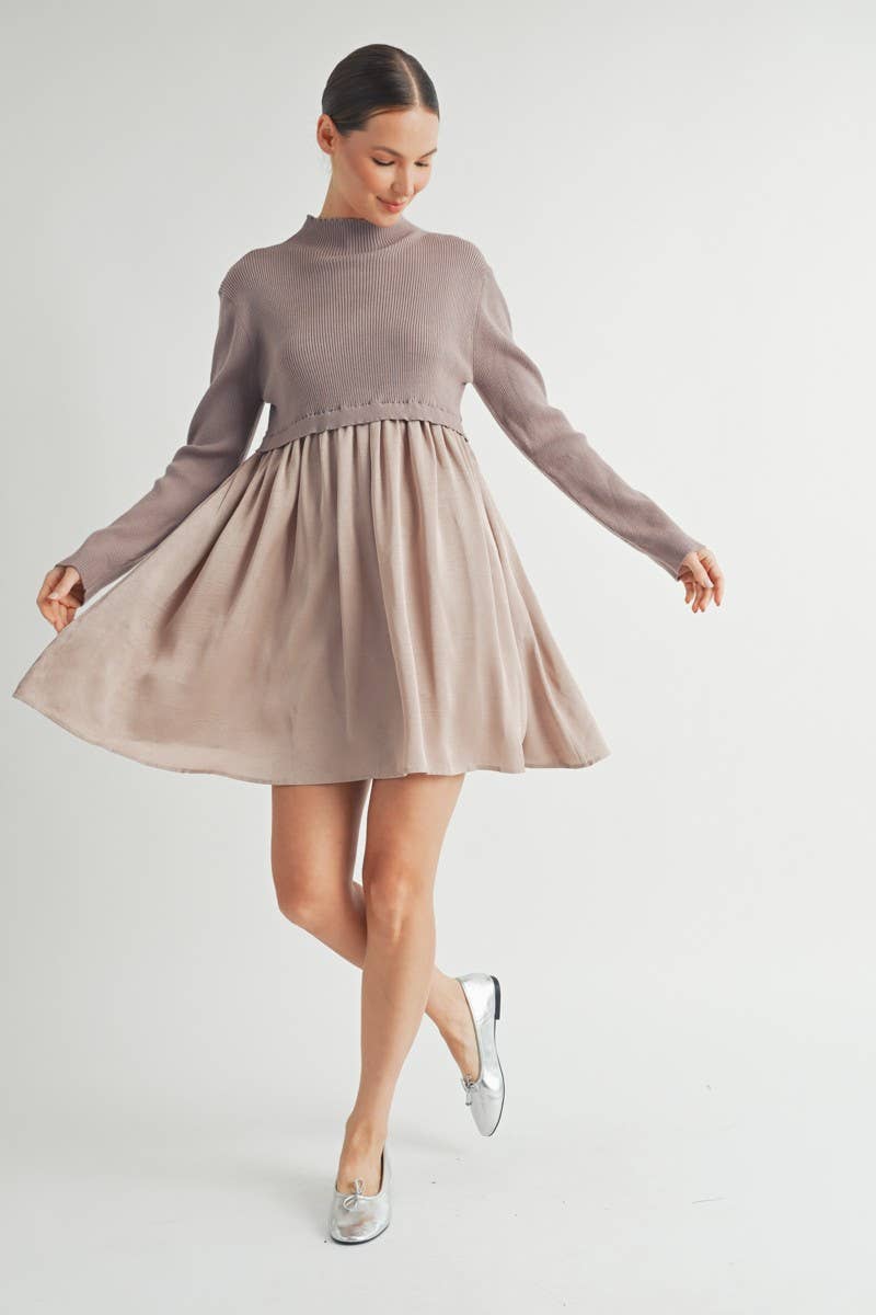 Long Sleeve Twofer Sweater Mini Dress