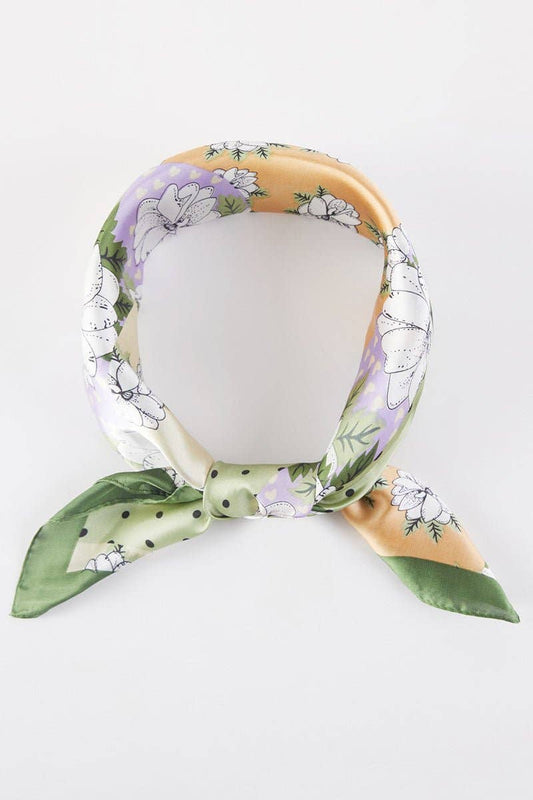 Wholesale Accessory Market - Summer Dreams Olive Square Satin Scarf
