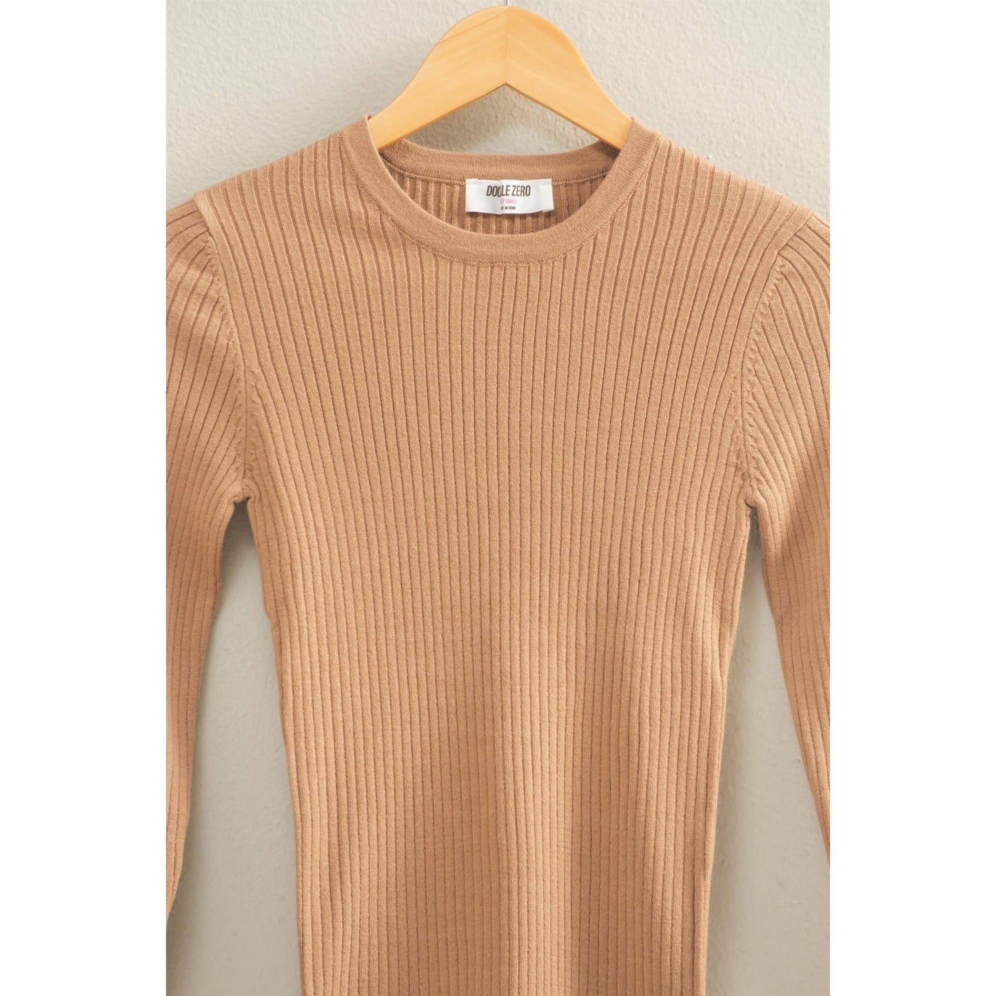 Ribbed Long Sleeve Knit Top