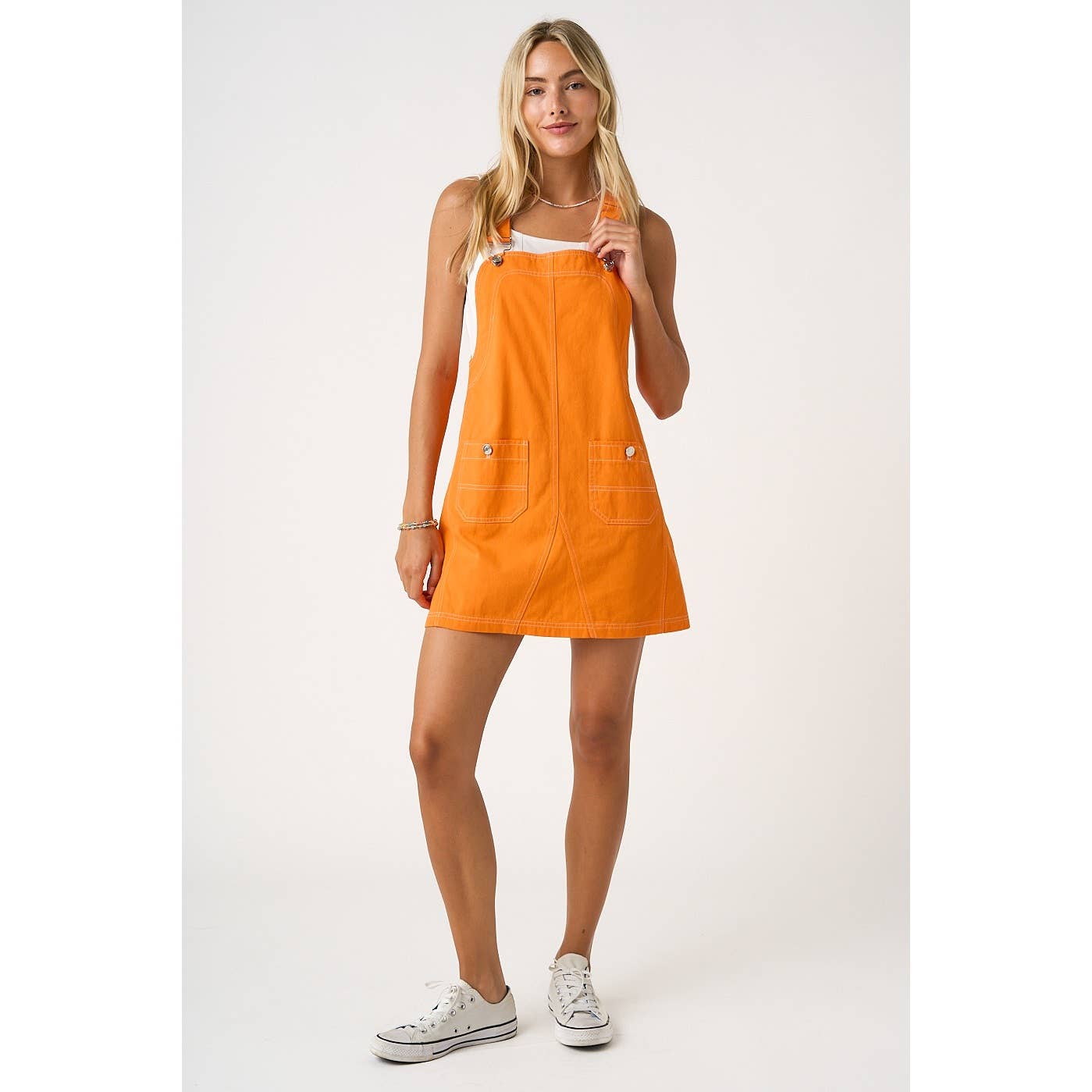 GAME DAY CONTRAST STITCH BIB OVERALL  DRESS