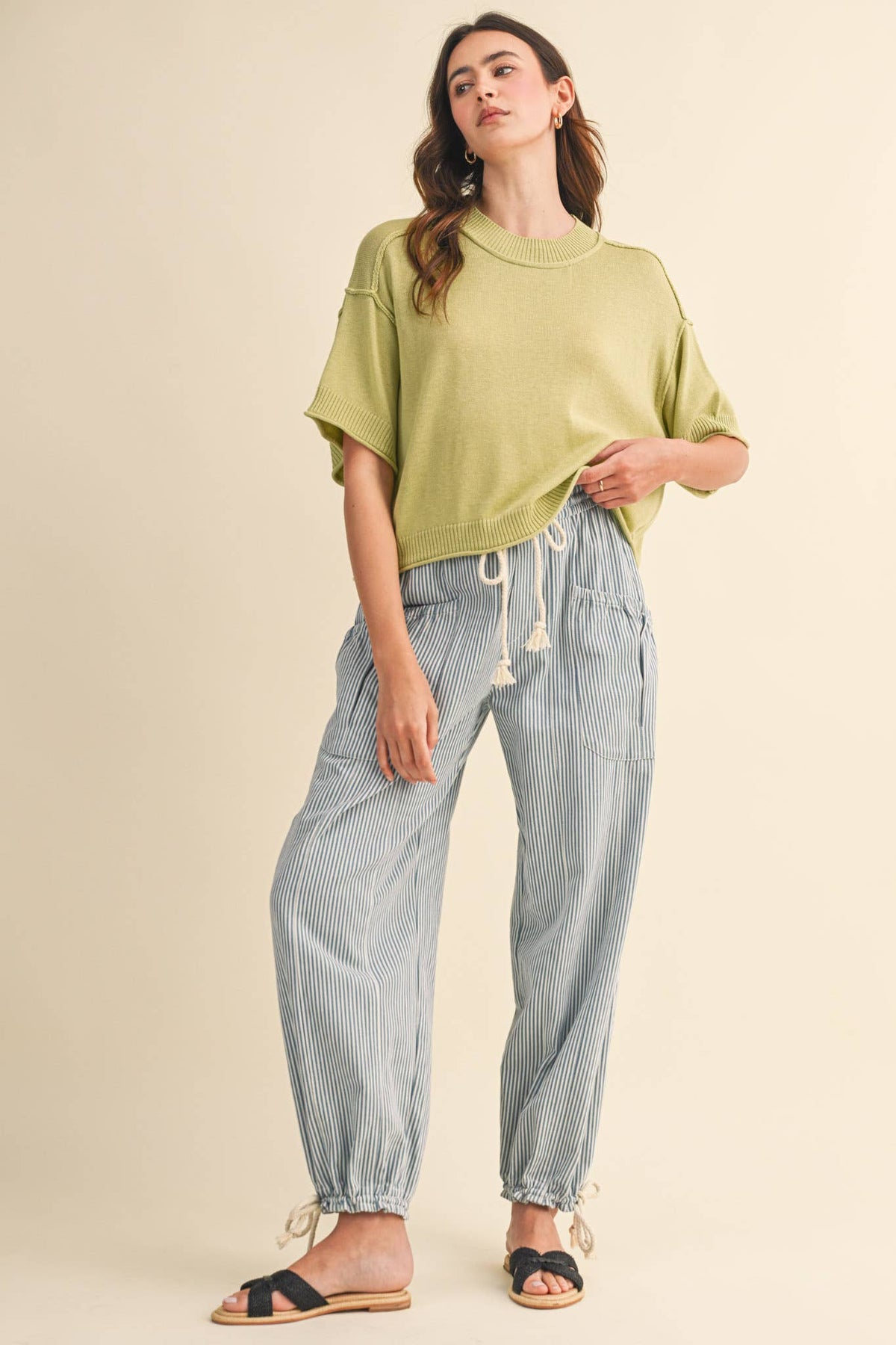 pineapple color short sleeve sweater