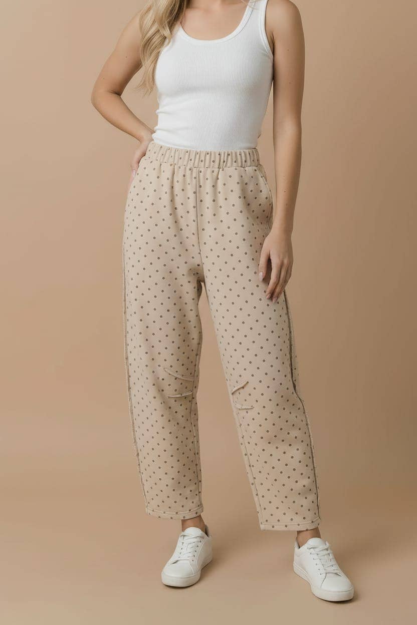 Haptics - Elastic Waist Polka Dot Barrel Pants