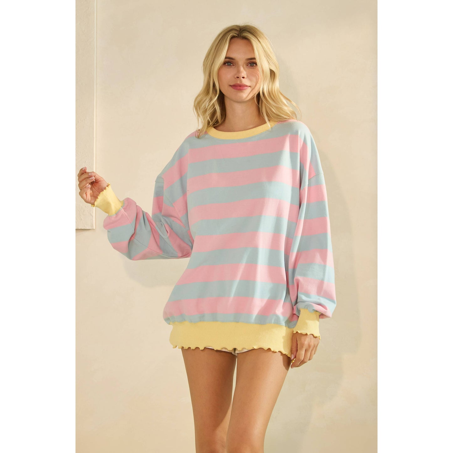 Striped Knit Long Sleeve Top