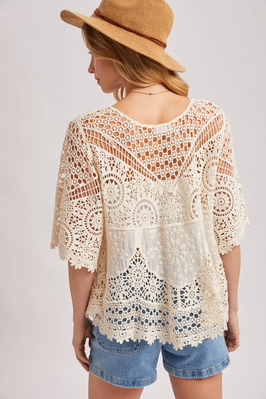 Bluivy - BOHO SHEER CROCHET LACE TOP WITH TASSELS