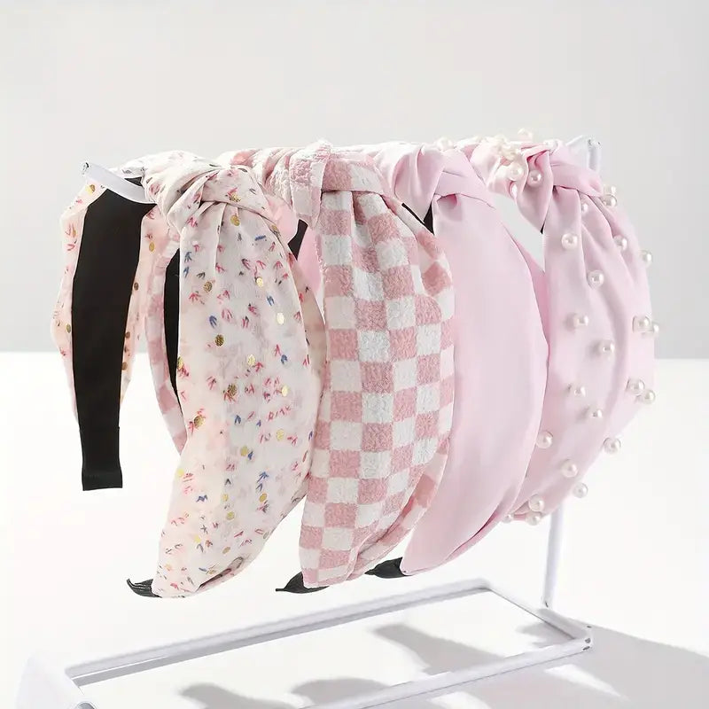 Kate Tuesday Jewelry - Ballerina Pink 4 Piece Pearl Knotted Headband Set