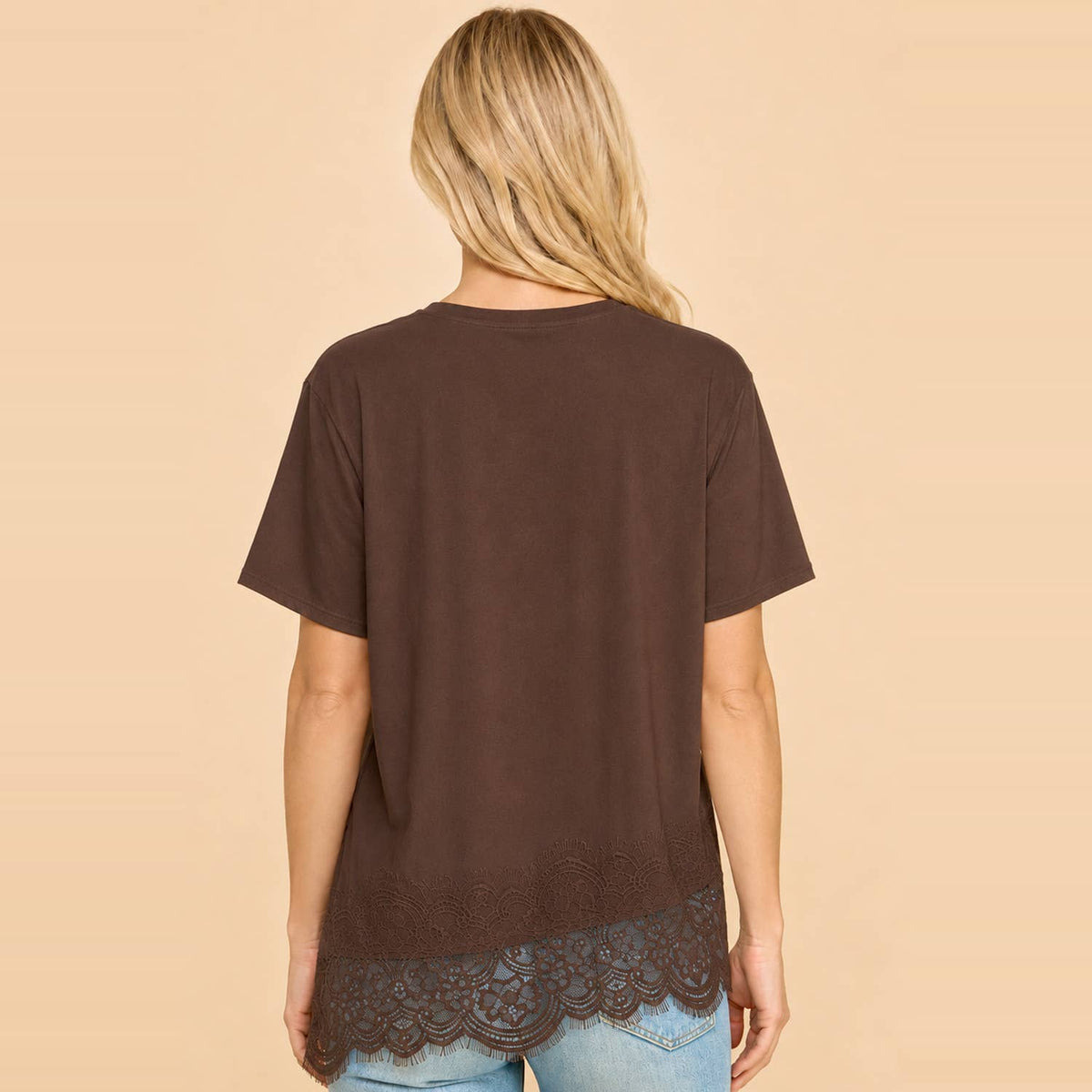 Les Amis - Asymmetrical Lace Trim Top