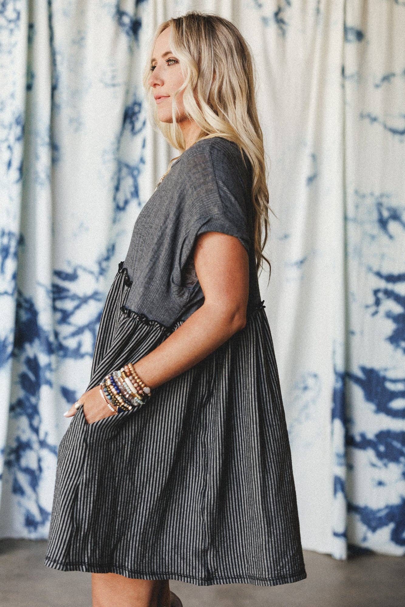 No Fuss Babydoll Dress - Charcoal Black