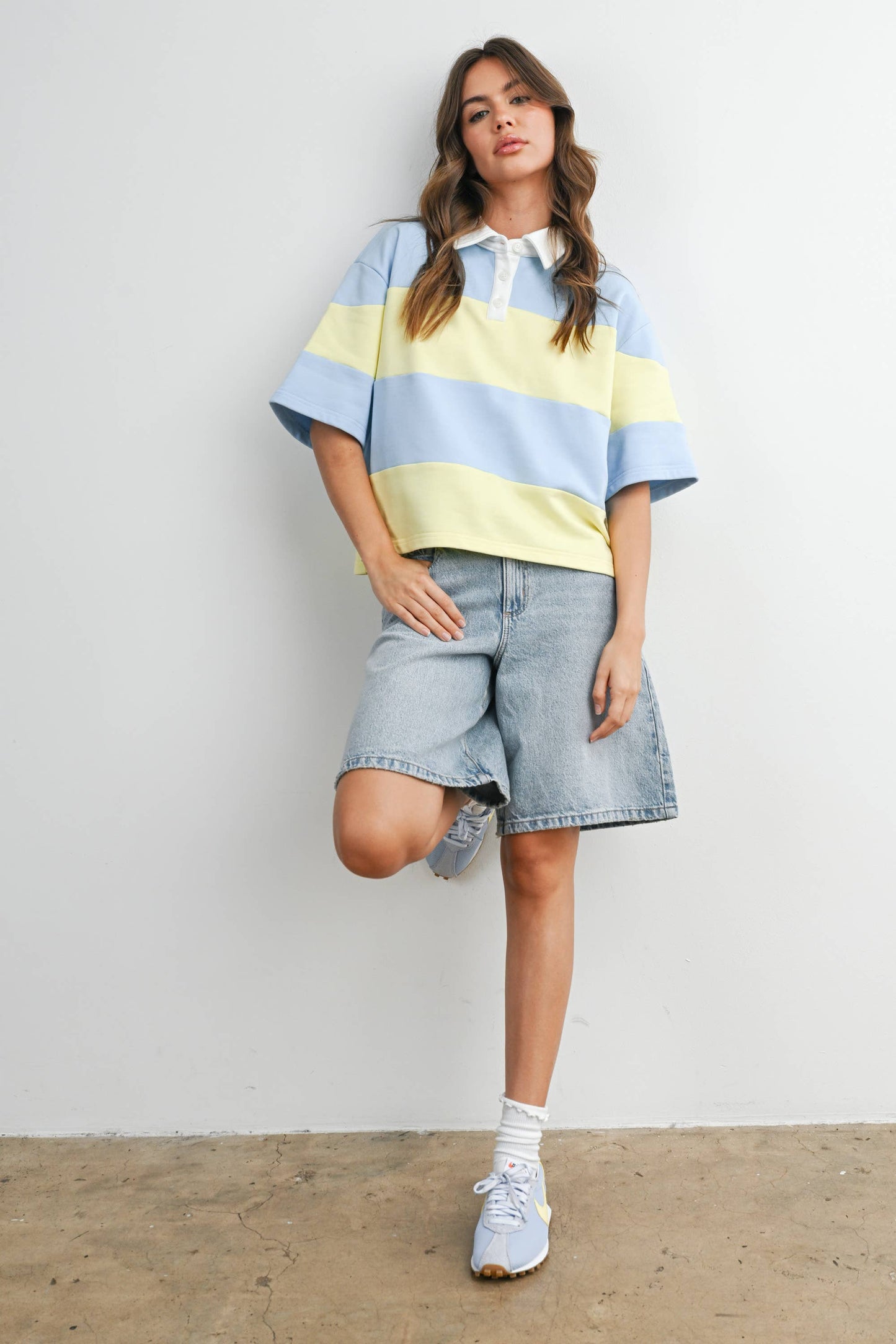 Striped collared top